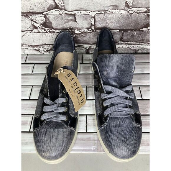 Bed Stu Workshop Blue Gray Denim Distressed Lace Casual Sneakers Men 13M US/46EU - Picture 5 of 16